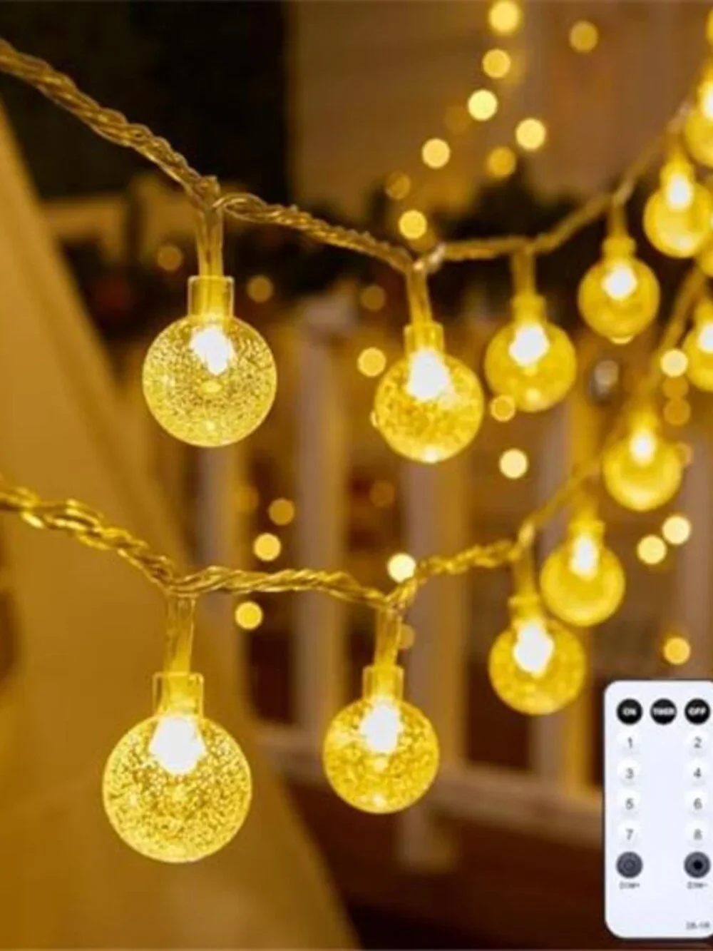 Warm White Globe String Lights 33FT 100 LED Outdoor Indoor Patio Remote Timer